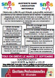 GREVE ET MANIFESTATION LE 27 SEPTEMBRE DANS L'EDUCATION NATIONALE