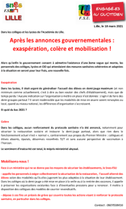 Après les annonces gouvernementales : exaspération, colère et mobilisation !