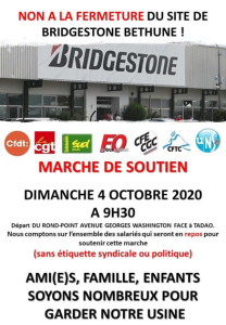 Bridgestone Béthune : marche de soutien dimanche 4 octobre