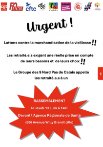 RASSEMBLEMENT le Jeudi 13 Juin à l'appel du groupe des 9 (retraité-es)