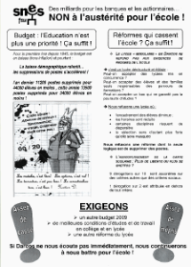 TRACT AUX PARENTS BUDGET REFORME DES LYCEES