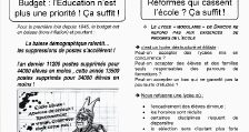 TRACT AUX PARENTS BUDGET REFORME DES LYCEES