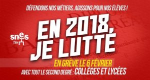 RENTREE 2018 : LYCEES ET COLLEGES EN GREVE LE 6 FEVRIER ! Manifestation (…)