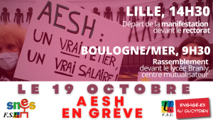 Les AESH en grève le 19 octobre -> RDV à Lille et Boulogne + affiche !