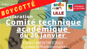 Rentrée 2022 : le Snes, avec la FSU, boycotte le Comité Technique Académique