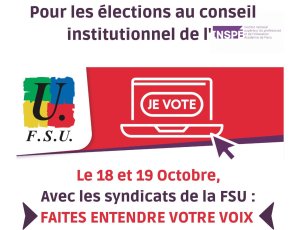 Elections à l'INSPE : Voter et faire voter FSU les 18 et 19 octobre !