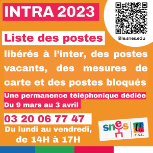 [MAJ 30 mars] Intra 2023 : Liste des postes libérés à l'inter, des (…)