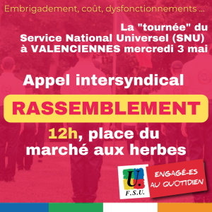 SNU : rassemblement à Valenciennes mercredi 3 mai