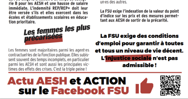 Grève interprofessionnelle du 29 septembre : tract AESH de la FSU