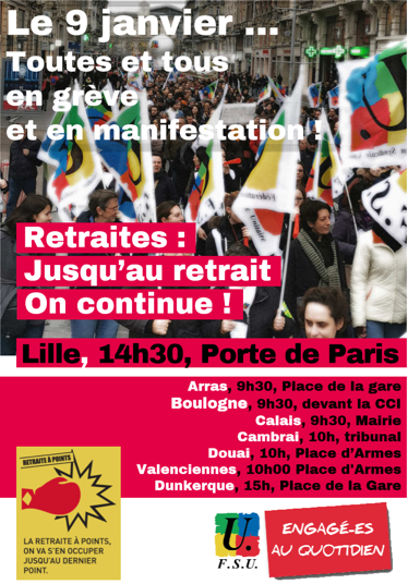 Toutes les manifestations organisées dans l'académie le 9 janvier (pour (…)