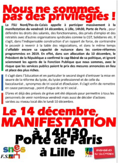 MANIFESTATIONS DU VENDREDI 14 DECEMBRE