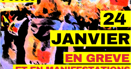 AFFICHE, TRACTS et BUS pour la grève du 24 janvier à LILLE