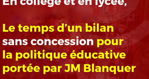 Un bilan sans concession pour la politique éducative portée par JM Blanquer