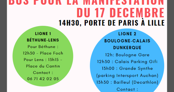 Bus pour la grande manifestation du 17 décembre à LILLE !