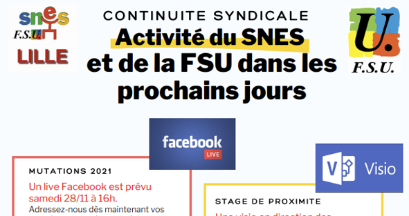 Activité du SNES et de la FSU dans les prochains jours