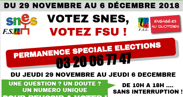 Des difficultés pour voter SNES ET FSU ? APPELEZ LA PERMANENCE SPECIALE (…)