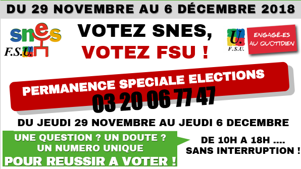 Des difficultés pour voter SNES ET FSU ? APPELEZ LA PERMANENCE SPECIALE (…)