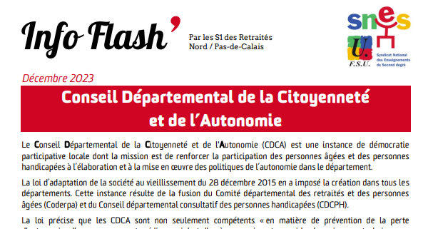 Info Flash Retraité-es, décembre 2023