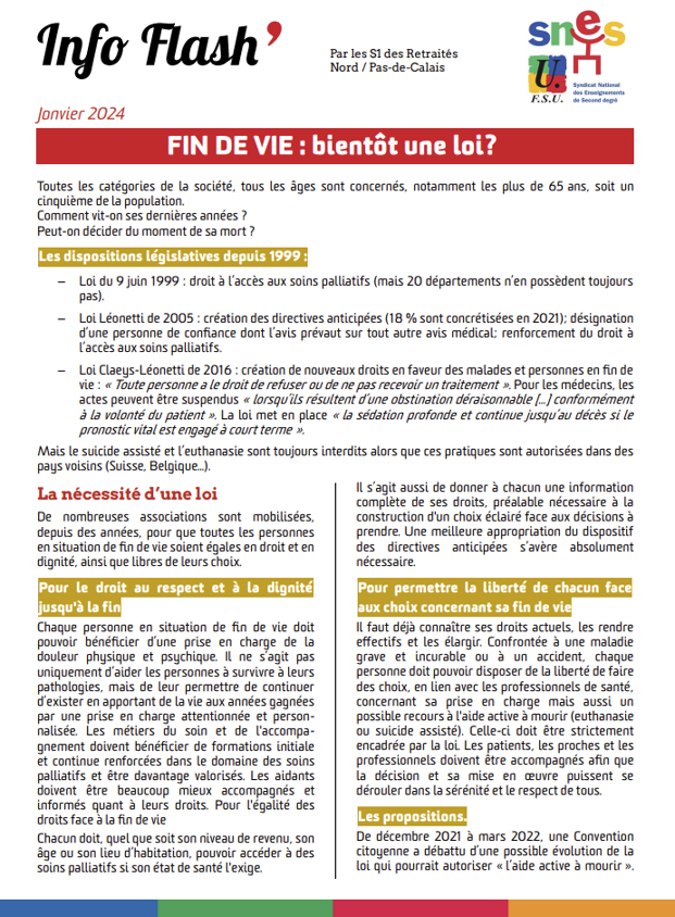 Info Flash Retraité-es, janvier 2024