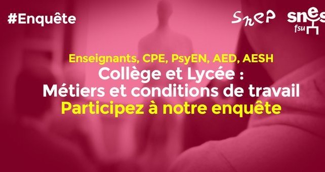 Enquête nationale du SNES-FSU sur nos métiers et nos conditions de travail