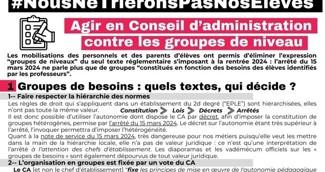 Agir en Conseil d'administration contre les groupes de niveau en 3 étapes