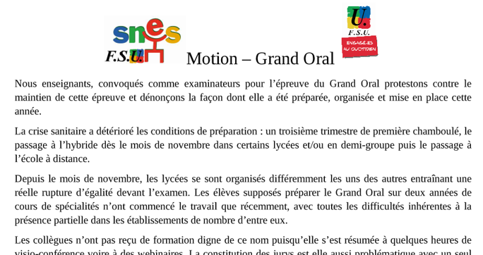 Motion – Grand Oral