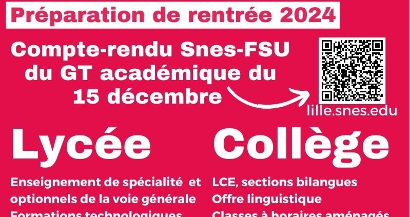 GT « Carte des formations » rentrée 2024 : infos et compte-rendu du Snes-FSU