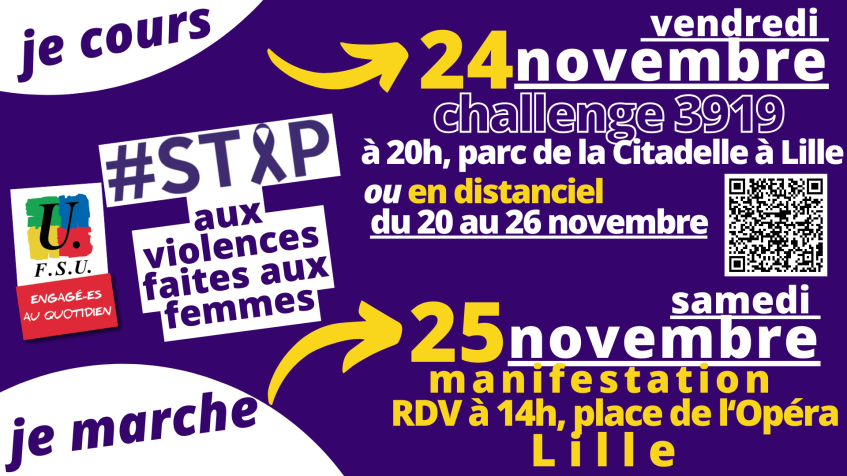 Les 24 et 25 novembre : manifester et courir pour dire non aux VSS au travail