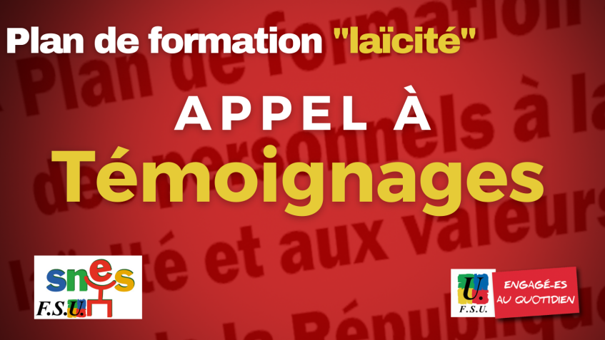 Plan de formation « Laïcité » : adressez-nous vos témoignages !