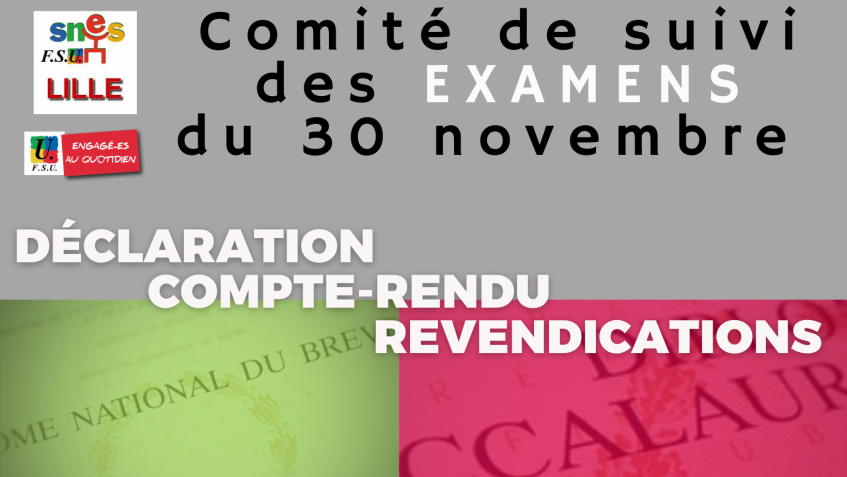 Comité de suivi des examens du 30 novembre – Suite … et pas fin !