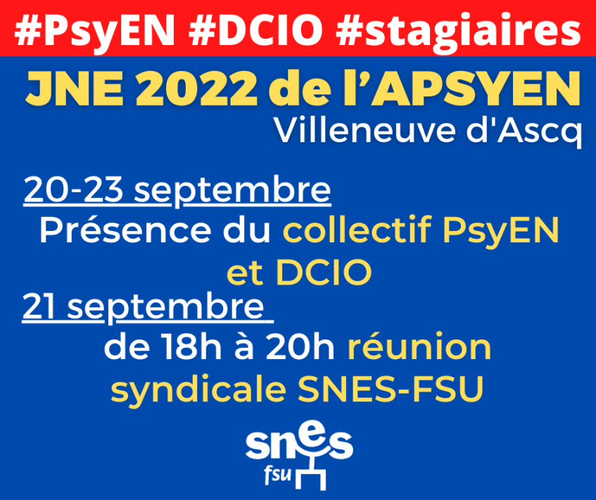 Le Snes-FSU présent aux JNE 2022 de l'APSYEN