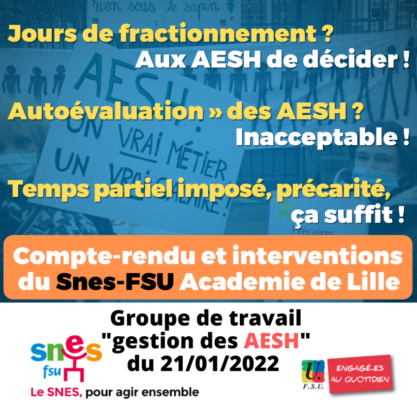 « Gestion des AESH » : Compte-rendu Snes-FSU du groupe de travail du 21 janvier