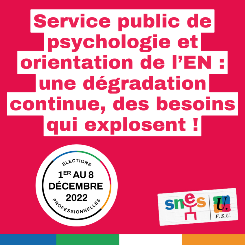 Service public de psychologie et orientation de l'EN : une dégradation (…)