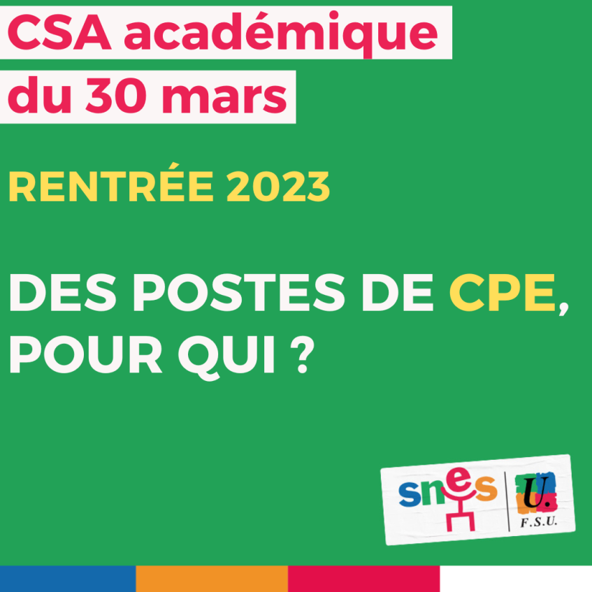 Rentrée scolaire 2023 : Des postes de CPE, pour qui ?