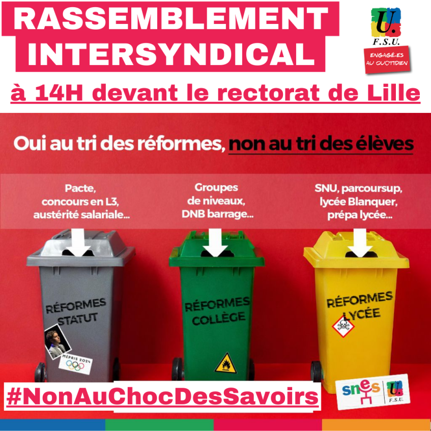 Choc des savoirs : rassemblement mercredi 17 avril à Lille