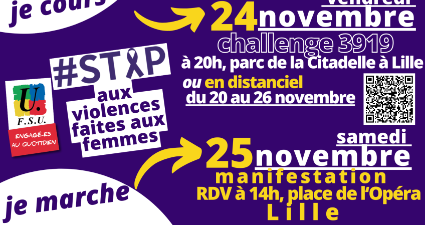 Les 24 et 25 novembre : manifester et courir pour dire non aux VSS au travail