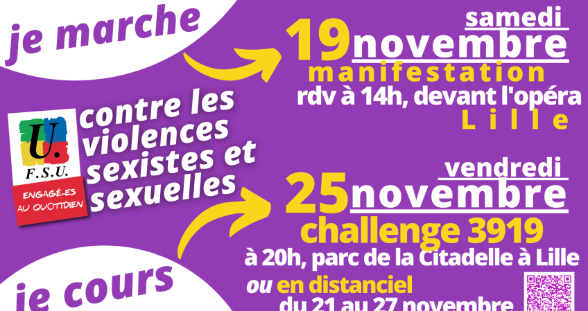 Les 19 et 25 novembre : manifester et courir contre les VSS au travail !