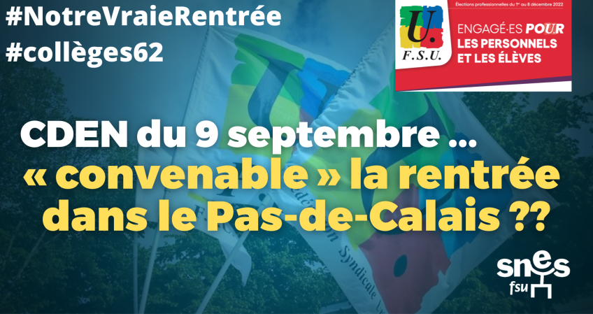 CDEN du 9 septembre : « convenable » la rentrée dans le 62 ??