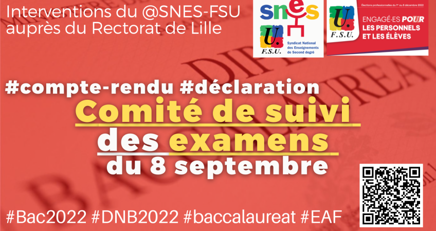 Comité de suivi des examens : les interventions Snes-FSU (BAC-DNB-BTS)