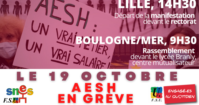 Les AESH en grève le 19 octobre -> RDV à Lille et Boulogne + affiche !