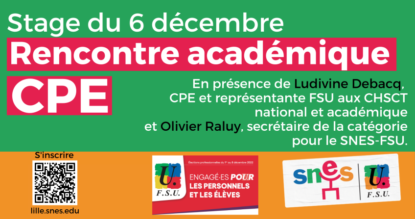 Rencontre CPE du SNES-FSU le mardi 6 décembre 2022