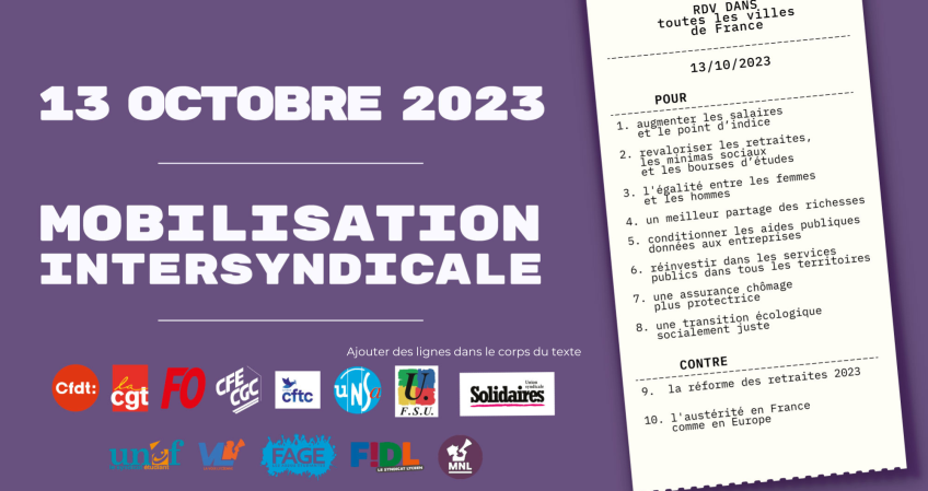 Le 13 octobre, mobilisons-nous ! Salaires, inflation, égalité femmes-hommes