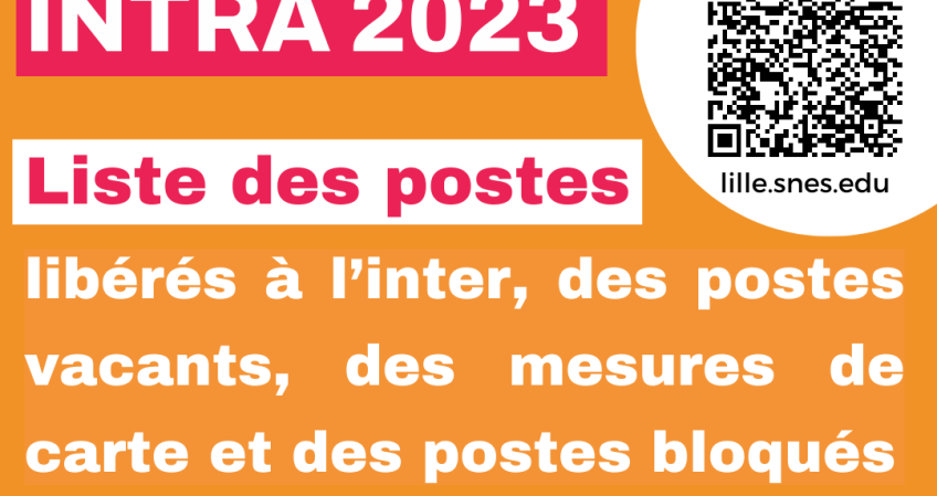 [MAJ 30 mars] Intra 2023 : Liste des postes libérés à l'inter, des (…)