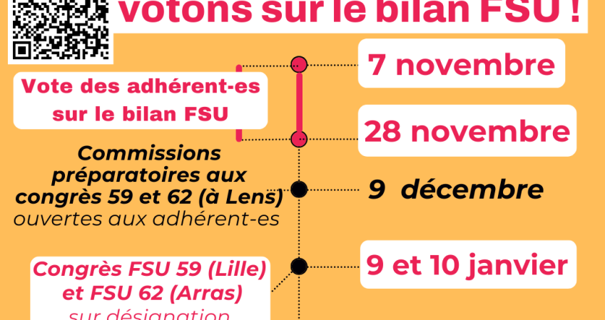 Du 7 au 28 NOVEMBRE - VOTONS sur le bilan 2022-2024 de la FSU !