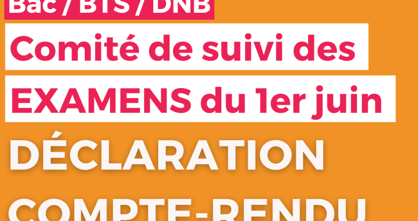 Comité de suivi des examens du 1er juin 2023 : le début de la fin ! Avec le (…)