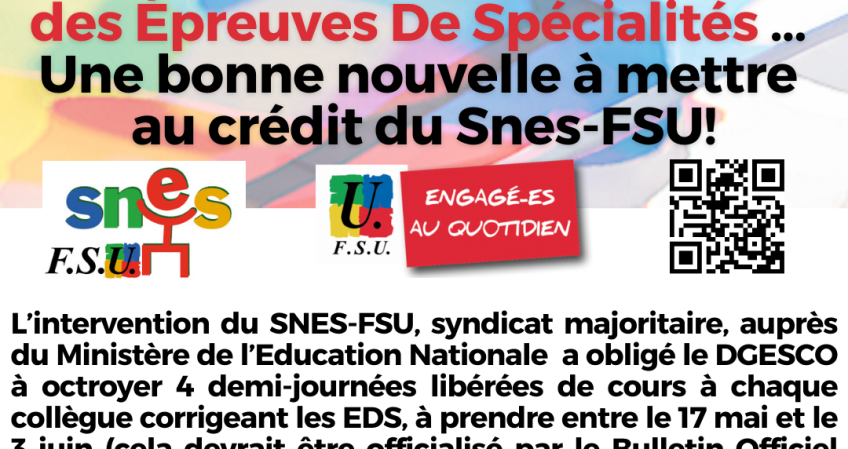 Correction des EDS : enfin une bonne nouvelle !