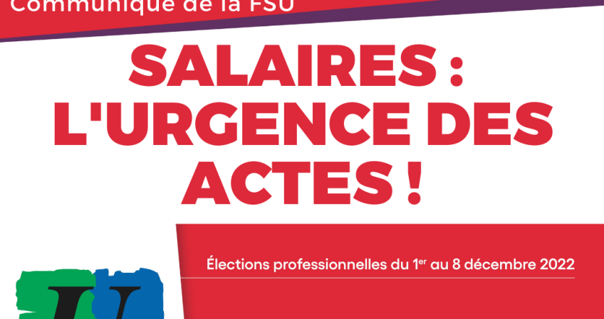 Salaires : l'urgence des actes !