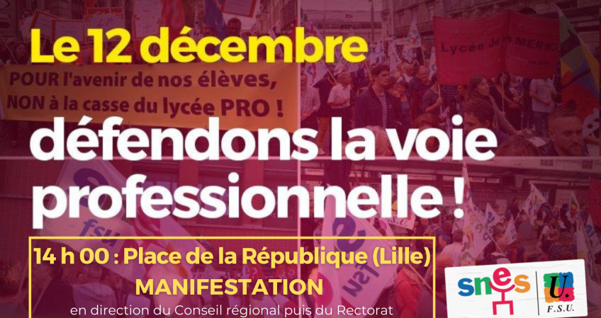 Mardi 12 décembre, défendons la voie professionnelle !