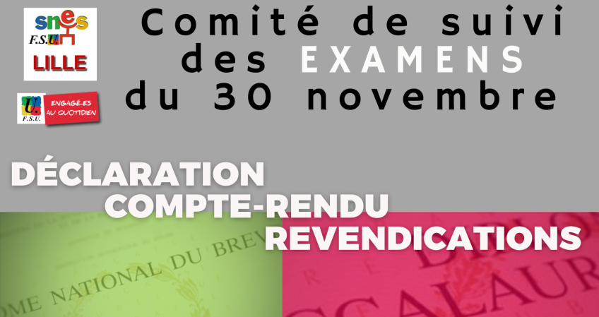 Comité de suivi des examens du 30 novembre – Suite … et pas fin !